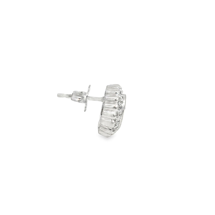 14K White Gold Sapphire & Diamond Halo Earrings – .32CTW