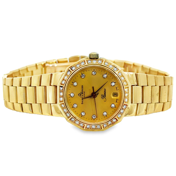 Pre-Owned Baume & Mercier 18K Yellow Gold Diamond Bezel Ladies Watch