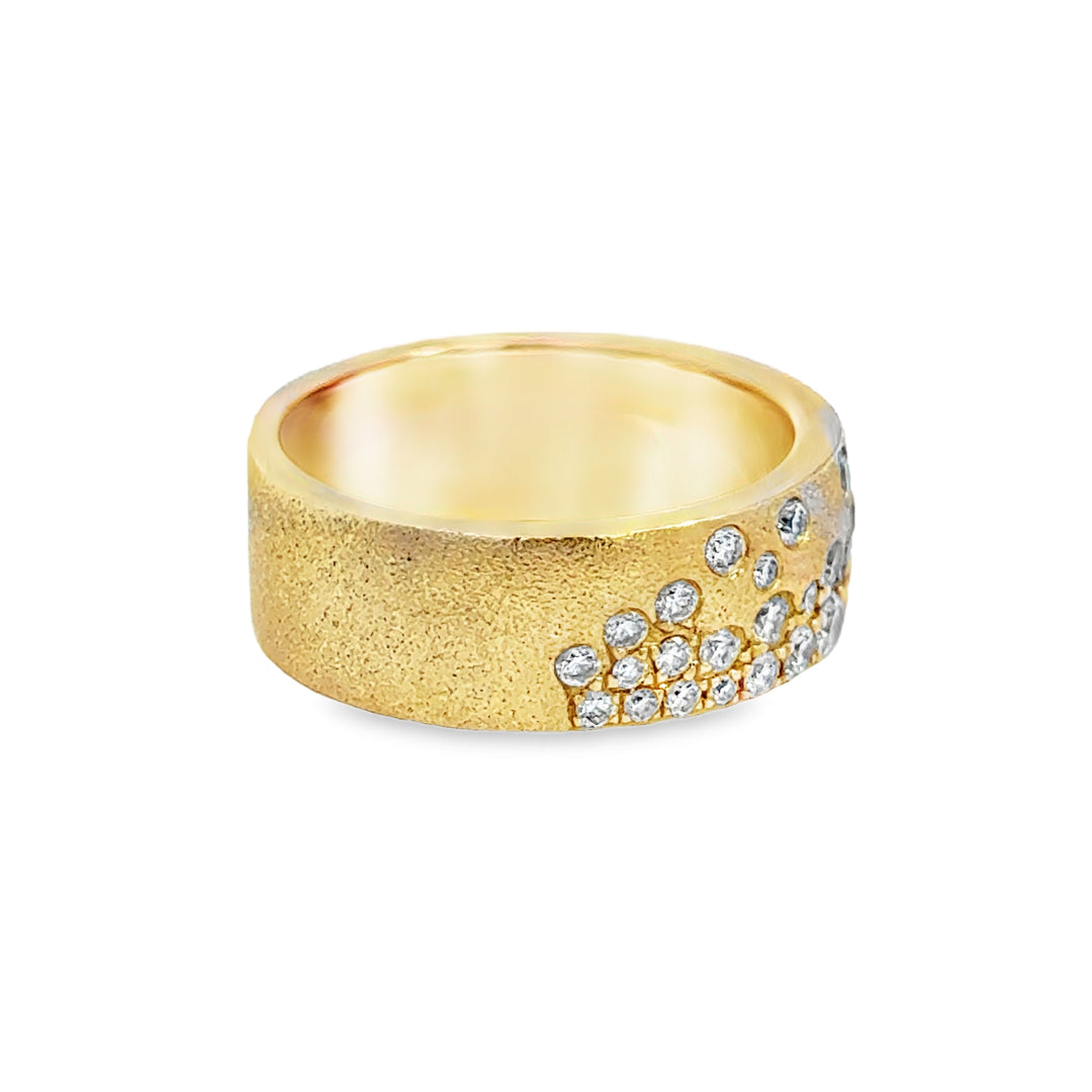 0.87 CT Diamond Wide Band, 14K Yellow Gold