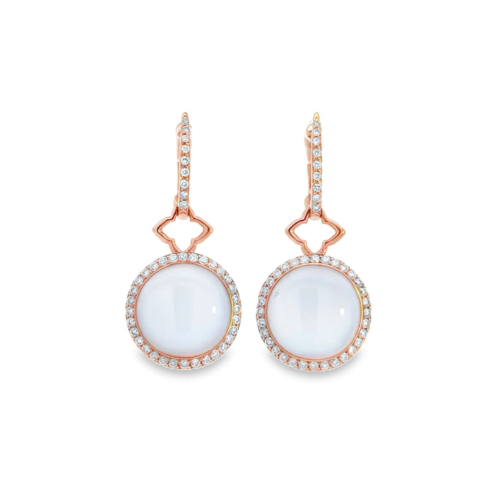 3.98 CTW Moonstone & 1.00 CTW Diamond 18K Rose Gold Drop Earrings