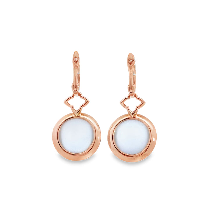 3.98 CTW Moonstone & 1.00 CTW Diamond 18K Rose Gold Drop Earrings