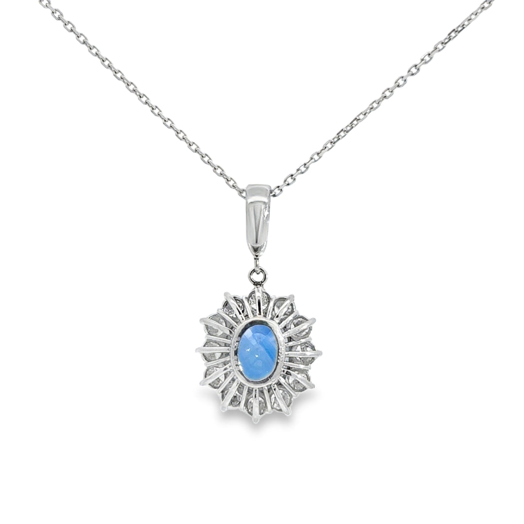 5.04 CT Oval Sapphire & 1.23 CTW Diamond Platinum Pendant Necklace