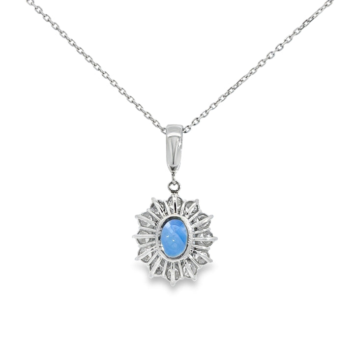 5.04 CT Oval Sapphire & 1.23 CTW Diamond Platinum Pendant Necklace