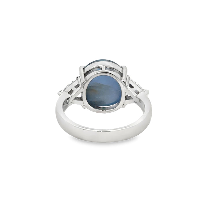 8.64 CT Blue Star Sapphire &amp; 0.60 CTW Trillion Diamond Platinum Ring