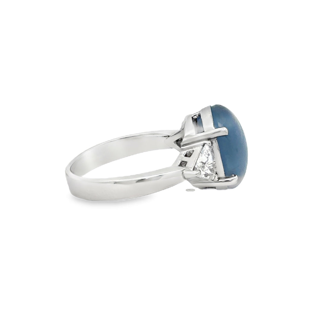 8.64 CT Blue Star Sapphire &amp; 0.60 CTW Trillion Diamond Platinum Ring