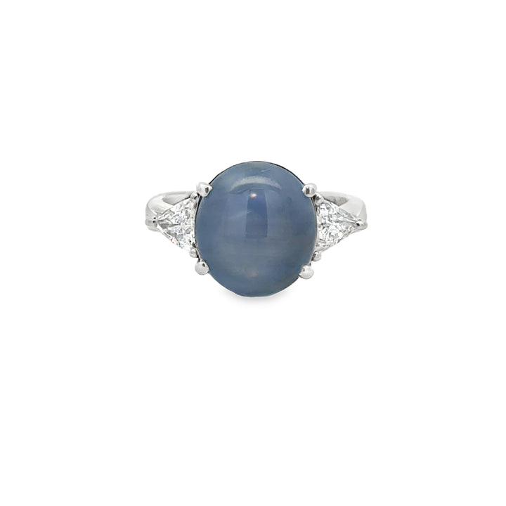 8.64 CT Blue Star Sapphire &amp; 0.60 CTW Trillion Diamond Platinum Ring