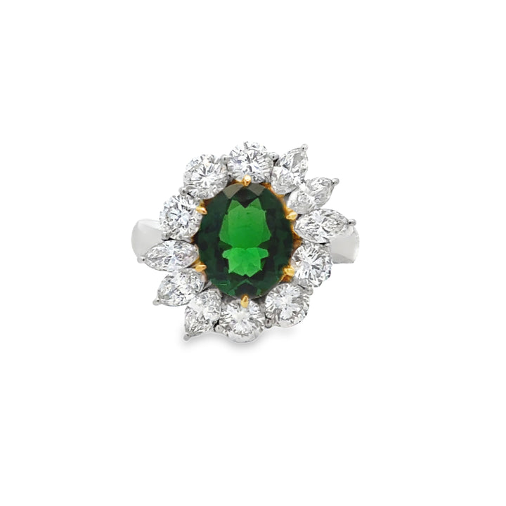 2.14 CT Oval Tsavorite & 2.09 CTW Diamond Platinum Ring