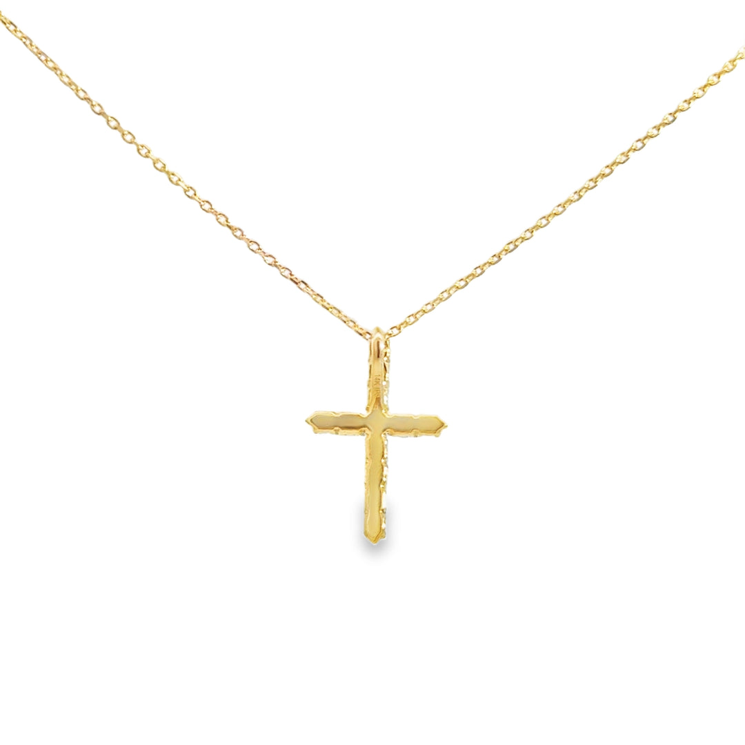 Freshwater Pearl Cross 14K Yellow Gold Necklace