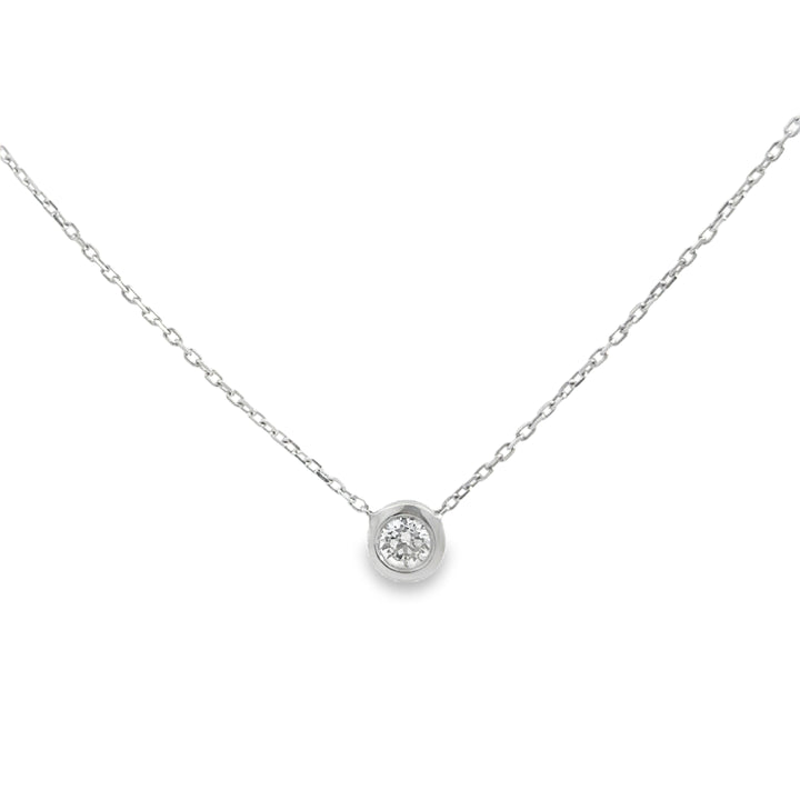 0.24 CT Diamond 18K White Gold Bezel Stationary Necklace
