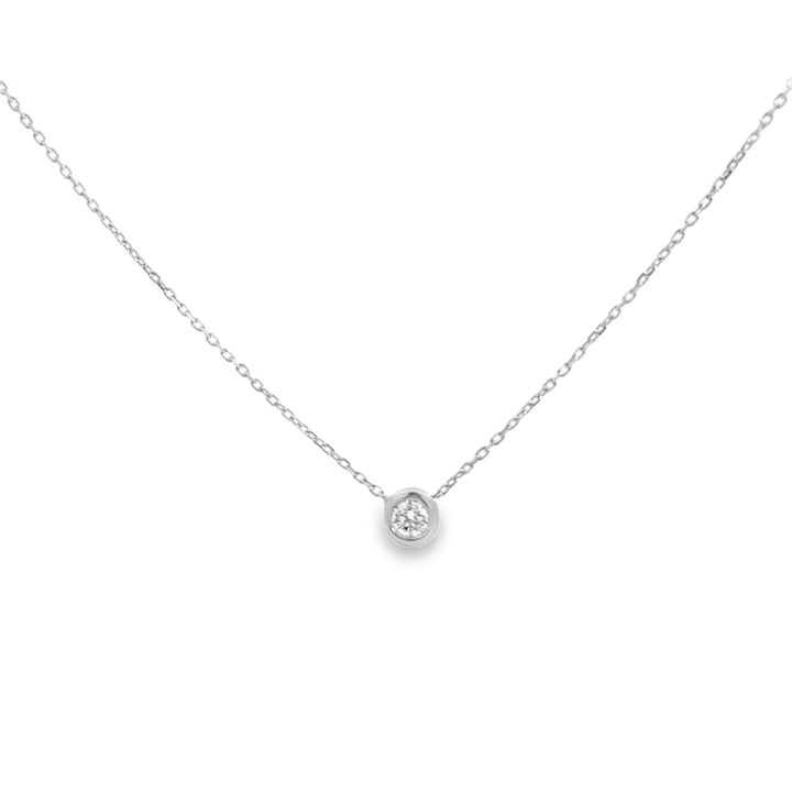 0.24 CT Diamond 18K White Gold Bezel Stationary Necklace