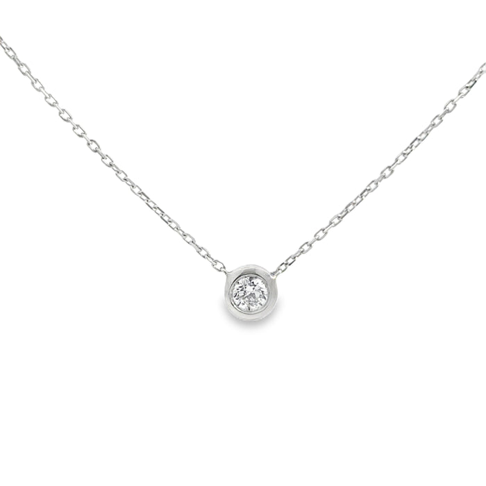 0.24 CT Diamond 18K White Gold Bezel Stationary Necklace