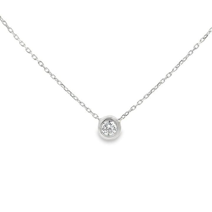 0.24 CT Diamond 18K White Gold Bezel Stationary Necklace
