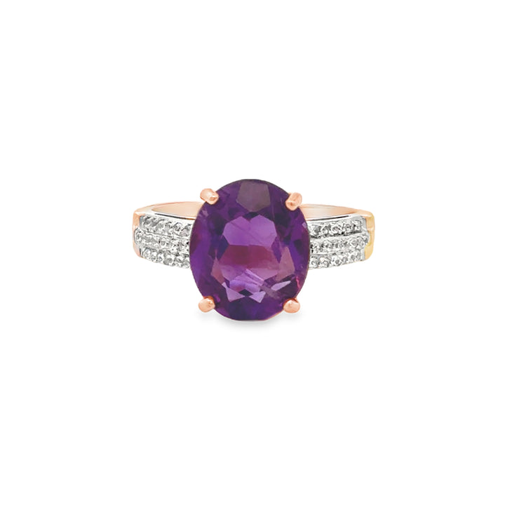 4.43 CT Amethyst & 0.15 CTW Diamond 10K Rose Gold Ring