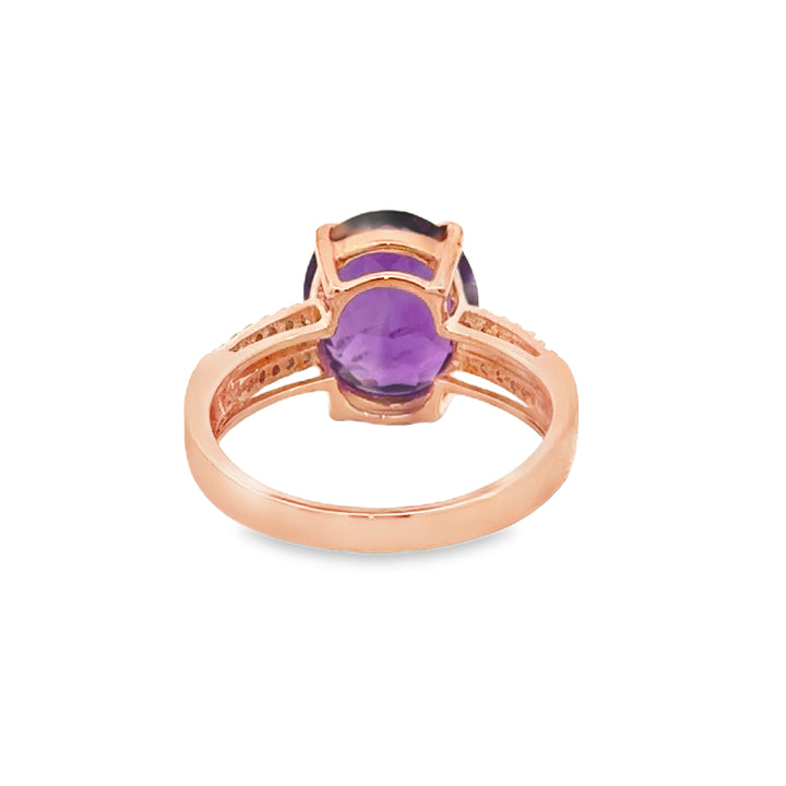 4.43 CT Amethyst & 0.15 CTW Diamond 10K Rose Gold Ring