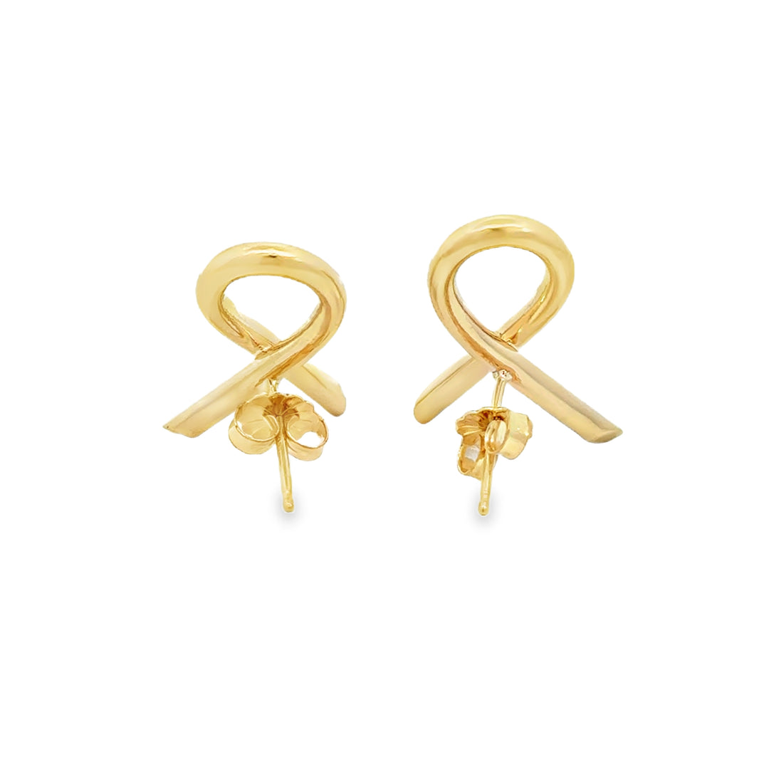 14K Yellow Gold Ribbon Earrings