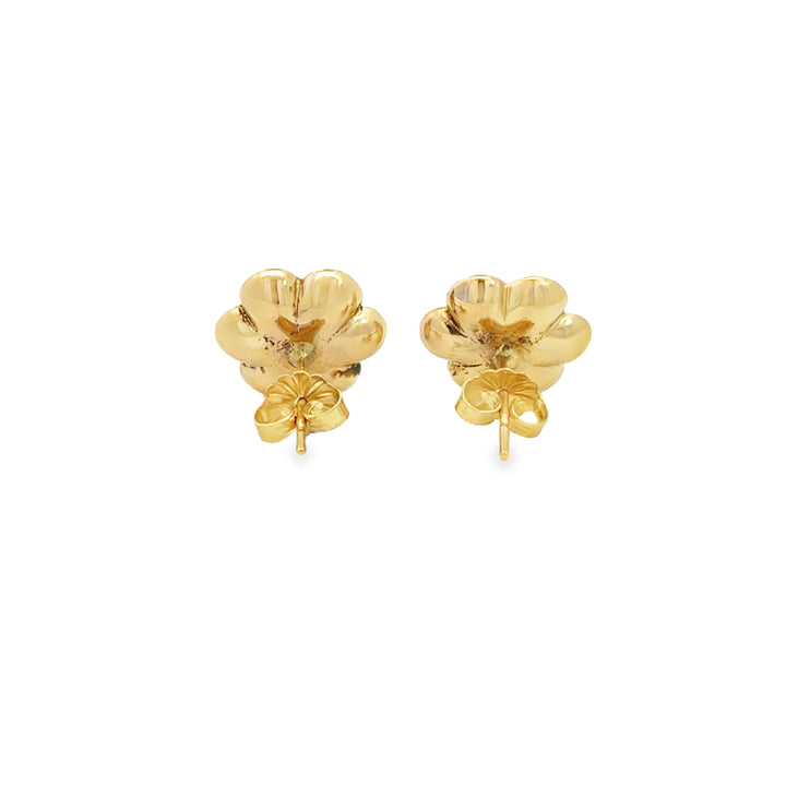 Pearl 14K Yellow Gold Flower Earrings