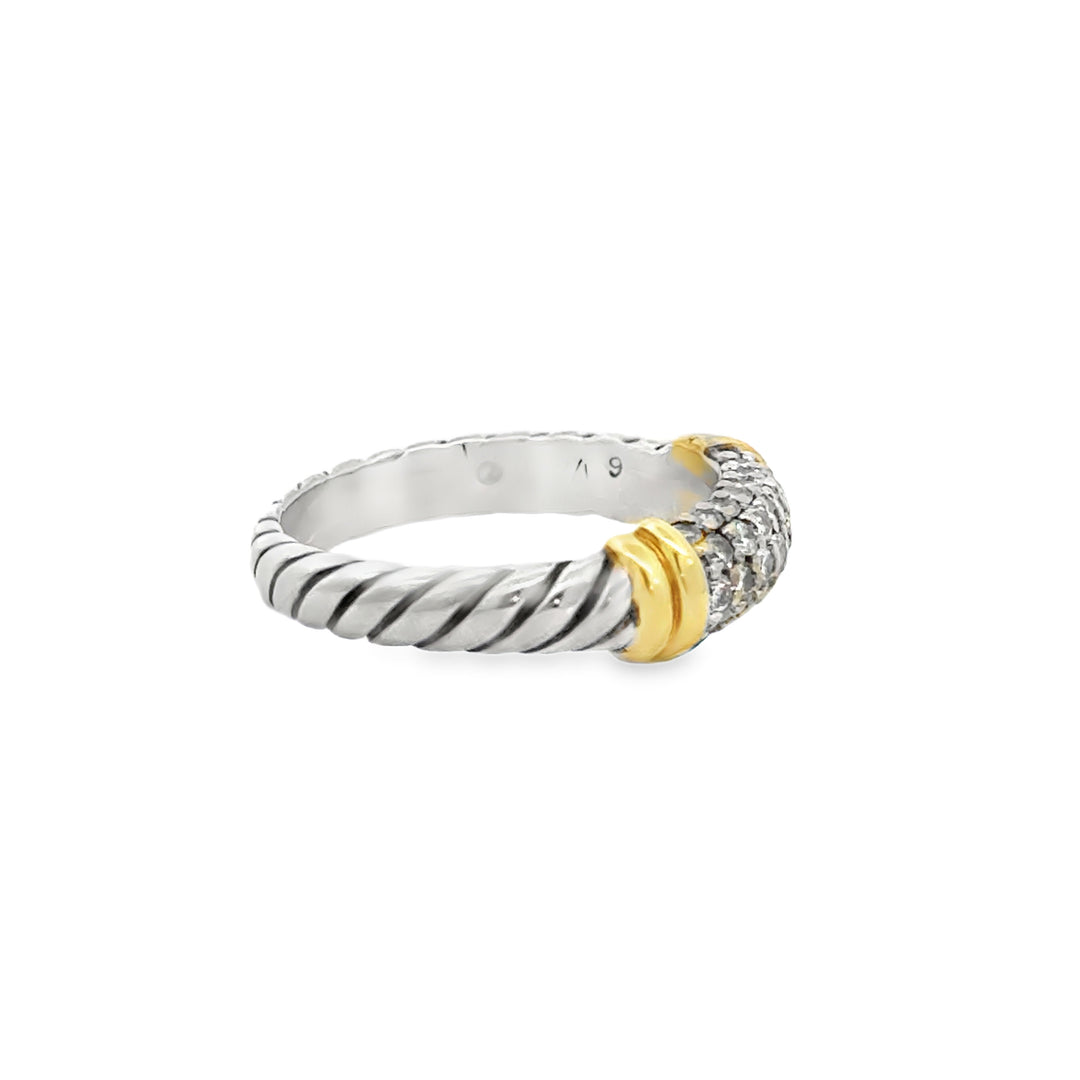 Pre-Owned David Yurman 0.40 CTW Diamond 18K Yellow Gold & Sterling Silver Ring