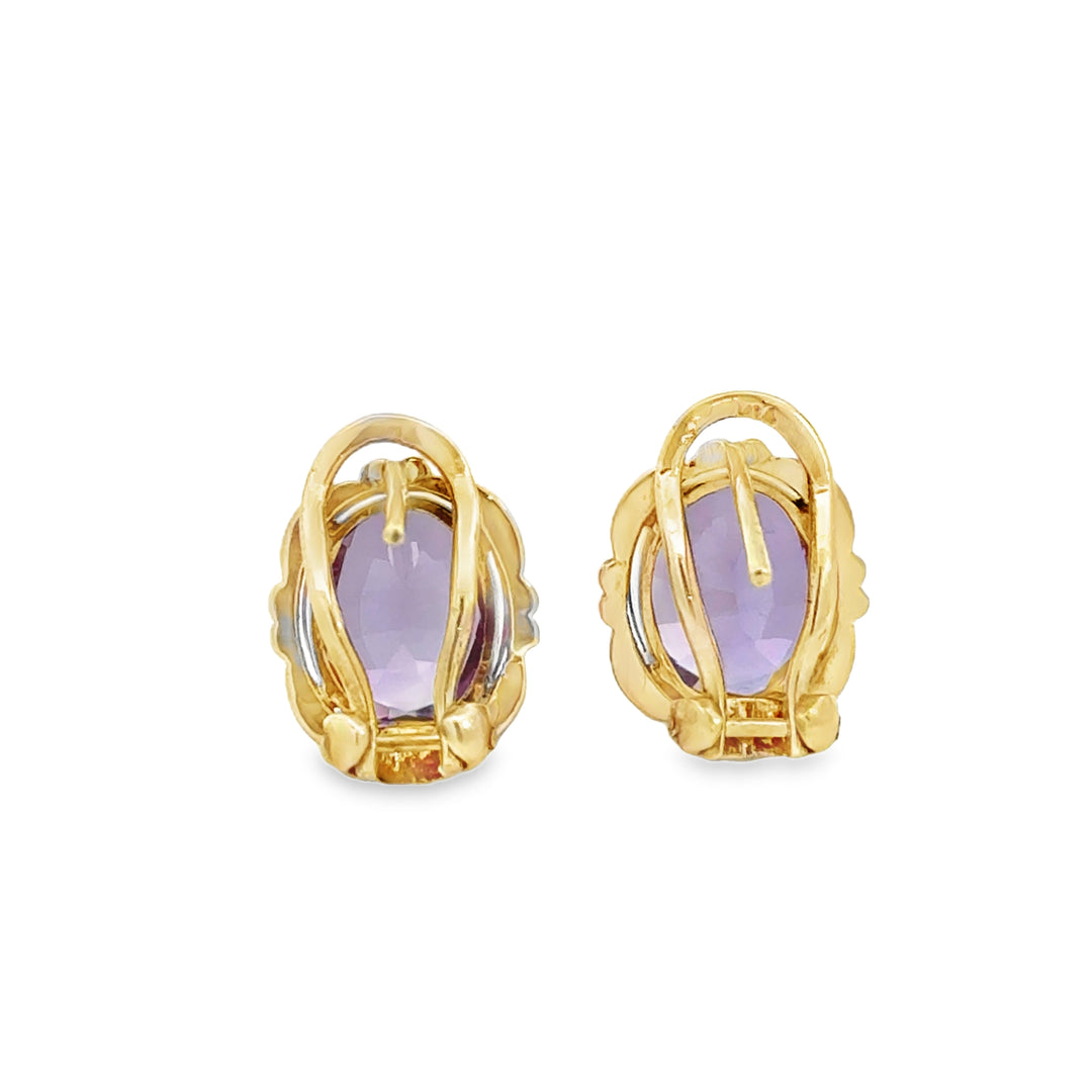 Synthetic Alexandrite 14K Yellow Gold Leverback Earrings