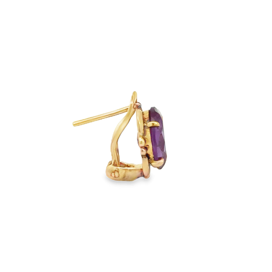 Synthetic Alexandrite 14K Yellow Gold Leverback Earrings
