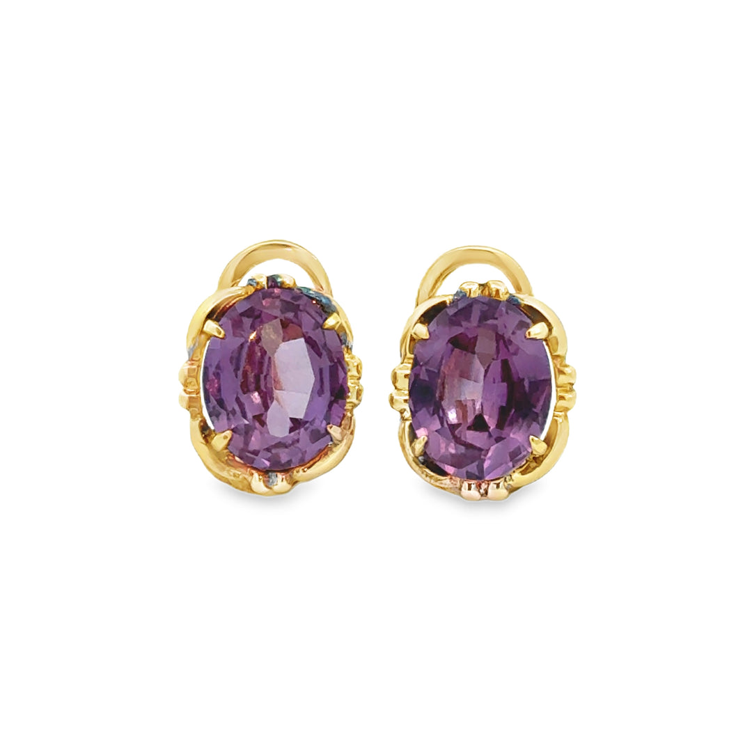 Synthetic Alexandrite 14K Yellow Gold Leverback Earrings