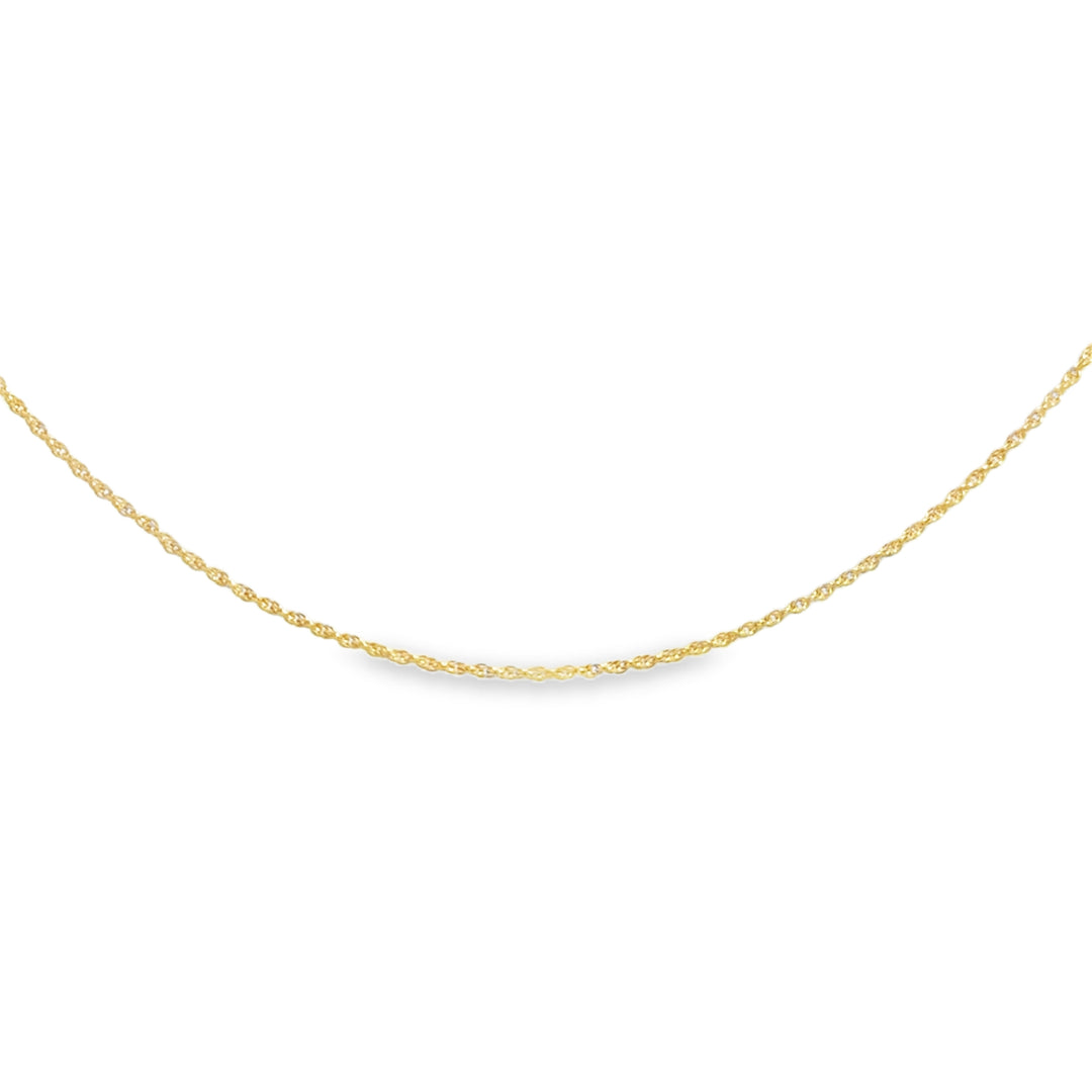 14K Yellow Gold Thin Rope Chain Necklace
