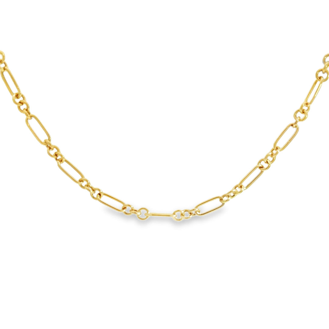 14K Yellow Gold Fancy Link Chain Necklace
