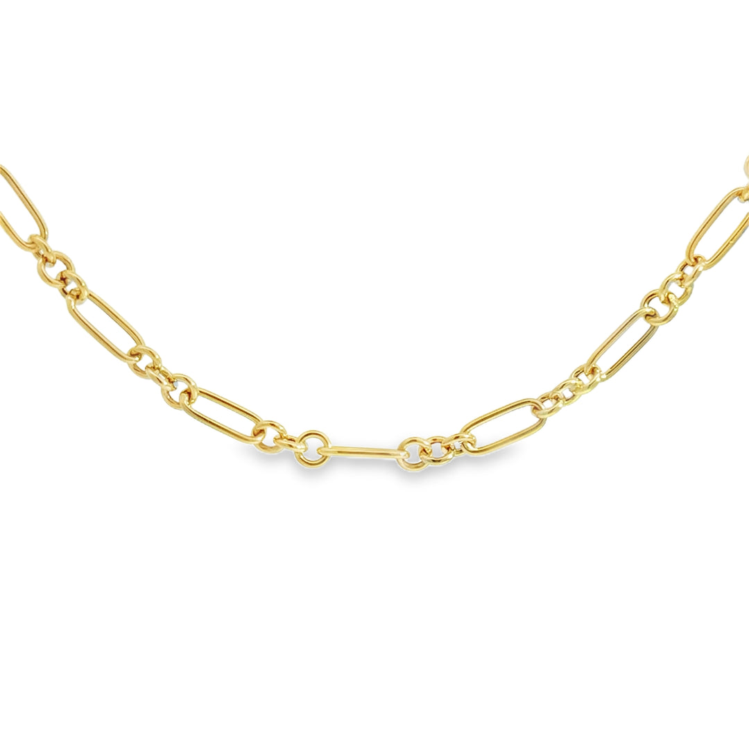 14K Yellow Gold Fancy Link Chain Necklace