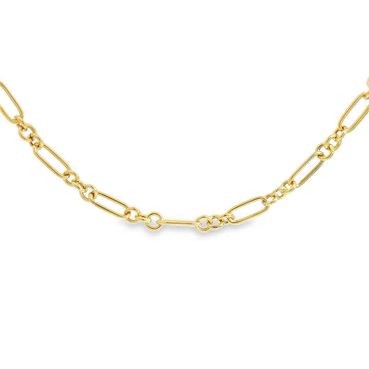 14K Yellow Gold Fancy Link Chain Necklace