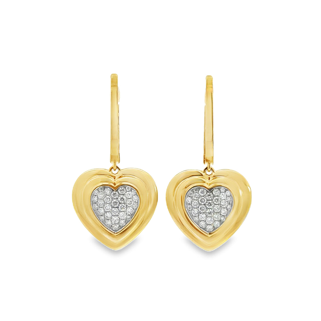 0.44 CTW Diamond 18K Yellow Gold Heart Drop Earrings