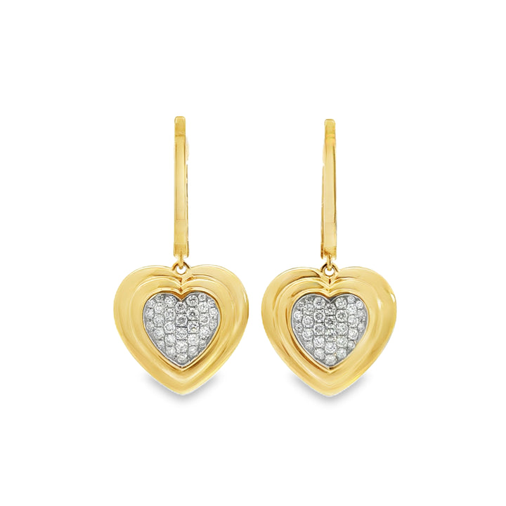 0.44 CTW Diamond 18K Yellow Gold Heart Drop Earrings