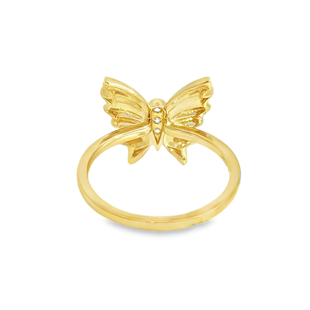 0.04 CTW Diamond 18K Yellow Gold Butterfly Ring