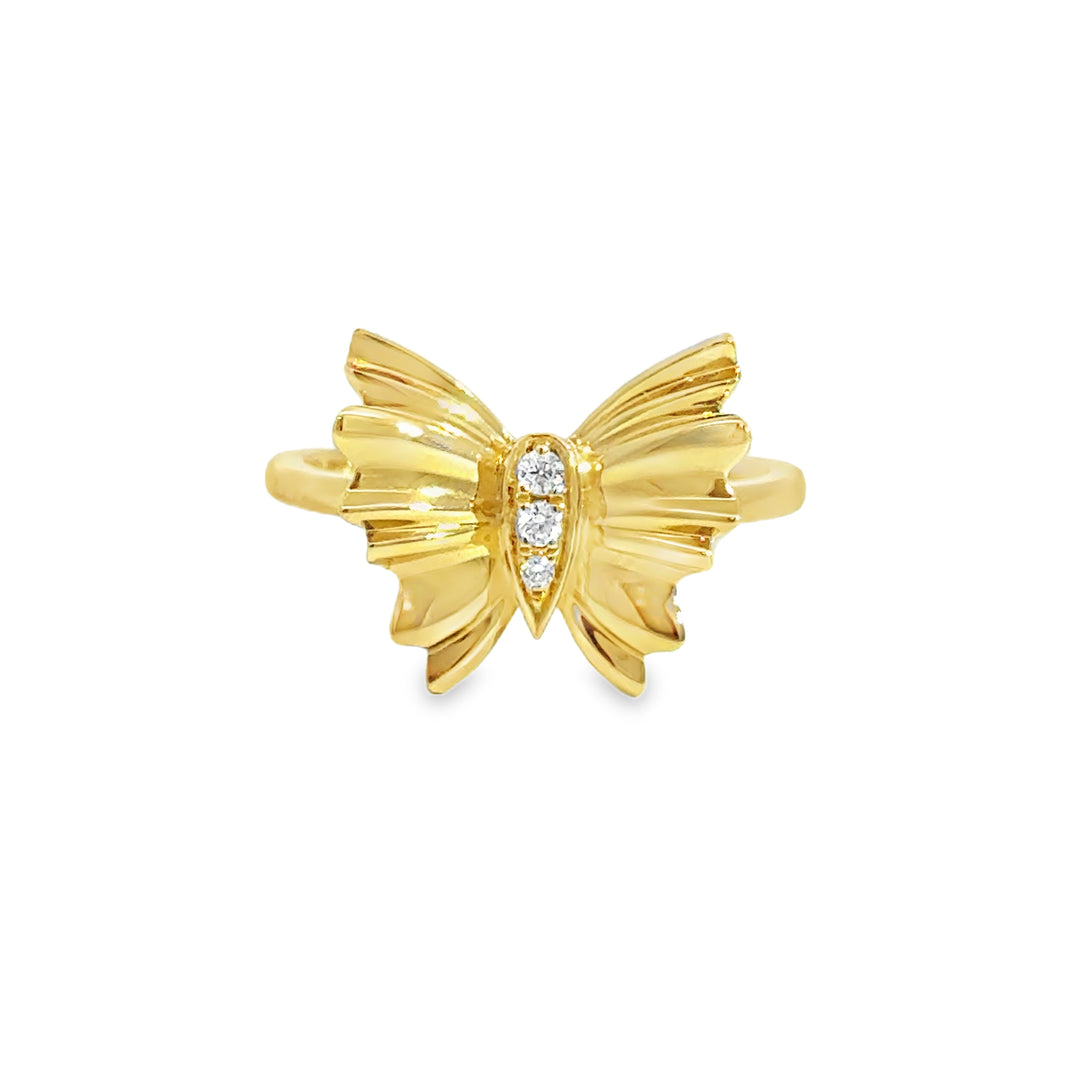 0.04 CTW Diamond 18K Yellow Gold Butterfly Ring