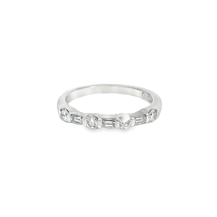 Pre-Owned Tiffany & Co. 0.35 CTW Diamond Platinum Baguette and Round Band Ring
