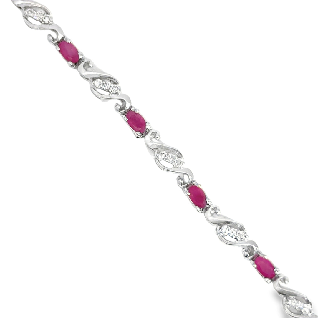 0.45 CTW Diamond &amp; Ruby 14K White Gold Bracelet