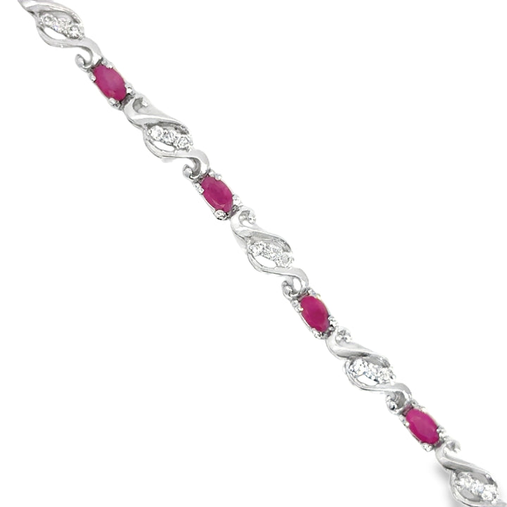 0.45 CTW Diamond &amp; Ruby 14K White Gold Bracelet