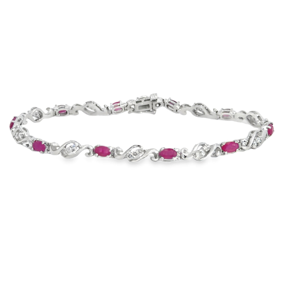 0.45 CTW Diamond & Ruby 14K White Gold Bracelet