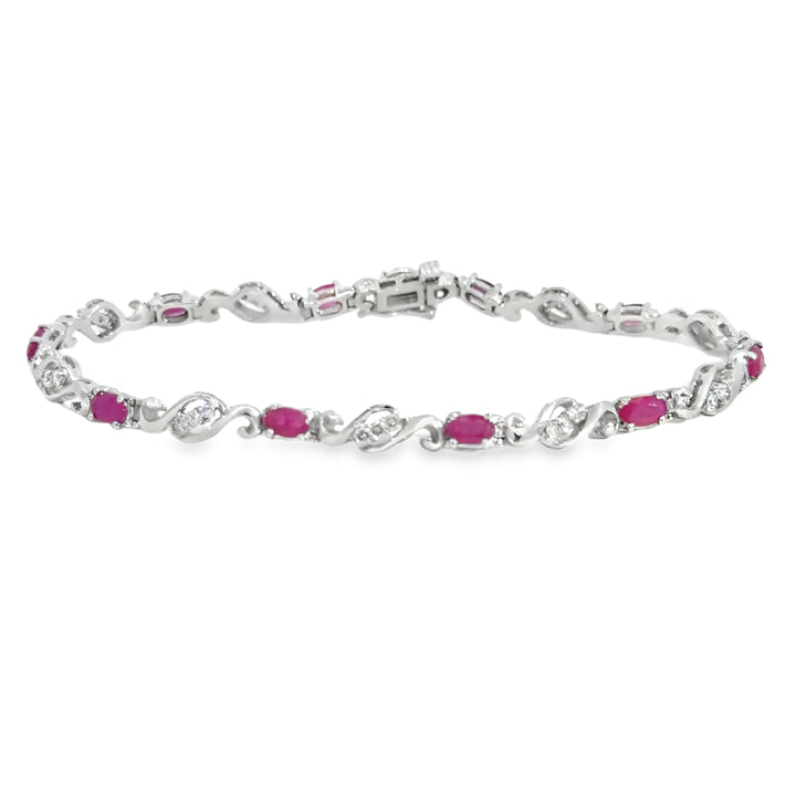 0.45 CTW Diamond &amp; Ruby 14K White Gold Bracelet