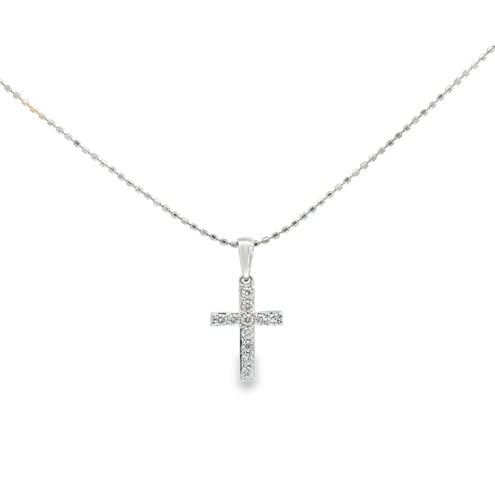 0.10 CTW Diamond 14K White Gold Cross Pendant Necklace
