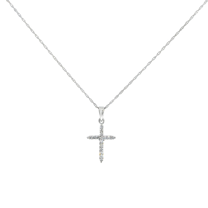 0.16 CTW Diamond 10K White Gold Cross Pendant Necklace