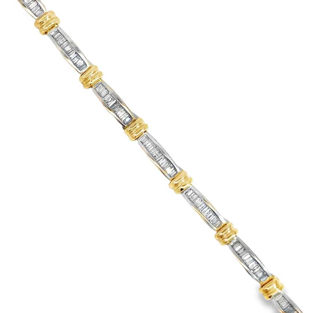 2.00 CTW Baguette Diamond 14K Yellow & White Gold Bracelet