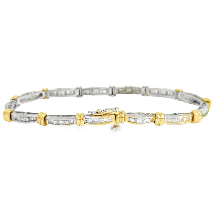 2.00 CTW Baguette Diamond 14K Yellow & White Gold Bracelet