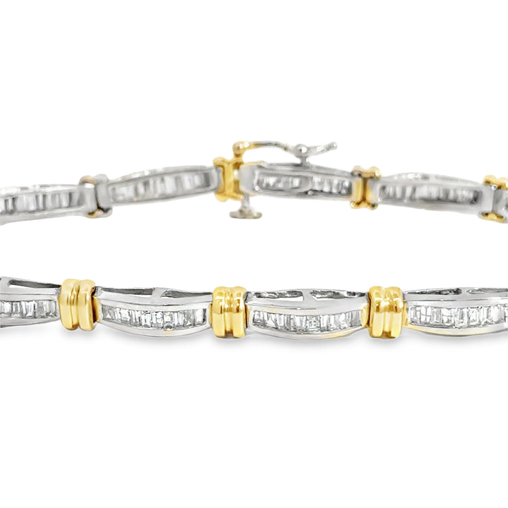 2.00 CTW Baguette Diamond 14K Yellow & White Gold Bracelet