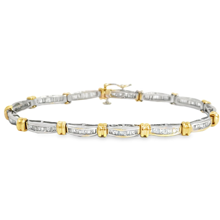 2.00 CTW Baguette Diamond 14K Yellow & White Gold Bracelet