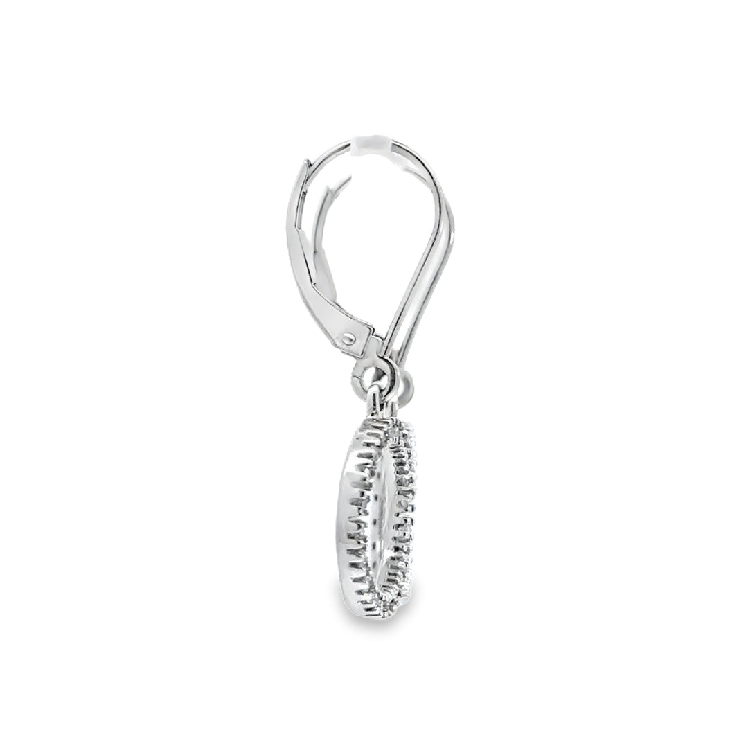 0.40 CTW Diamond Circle Drop Earrings 10K White Gold