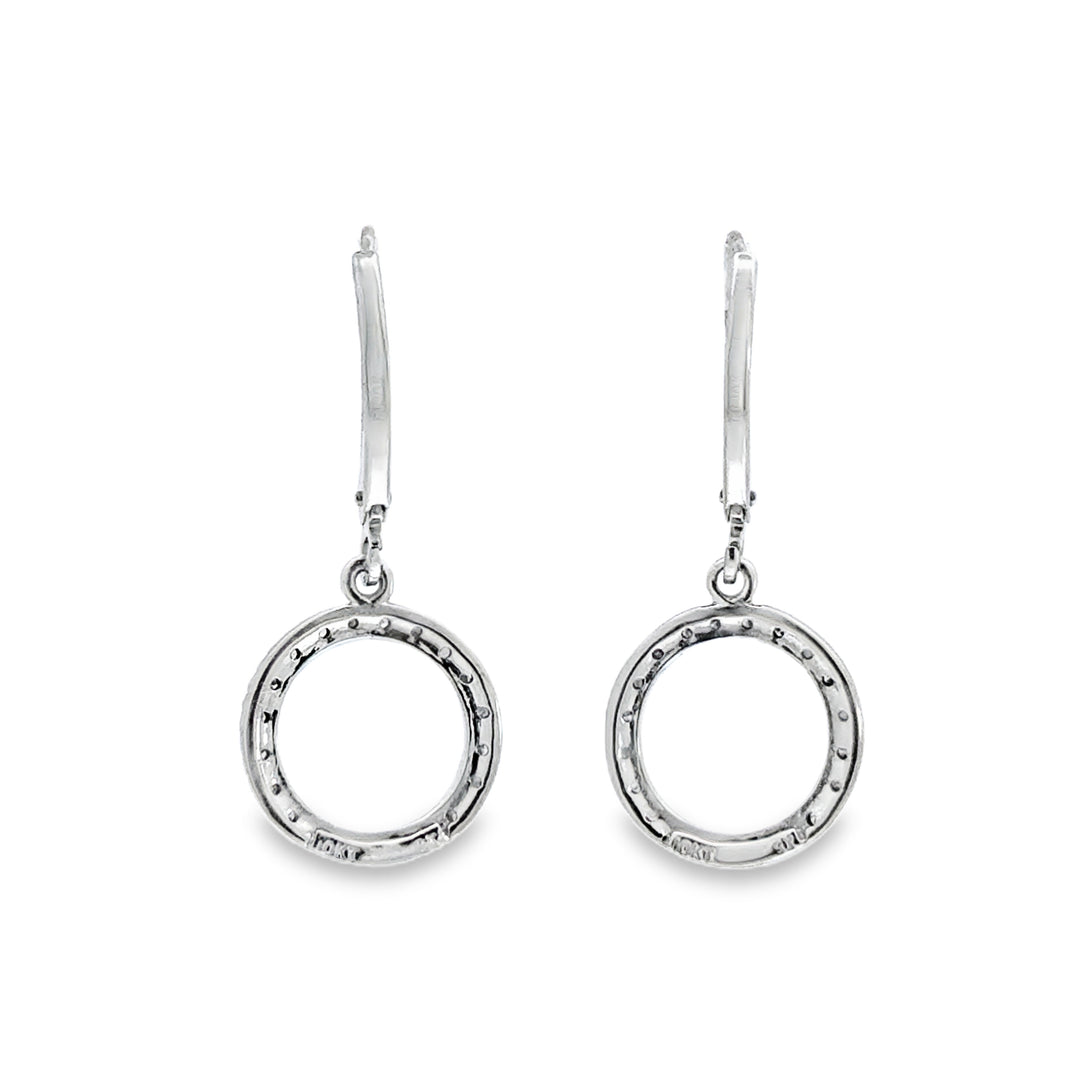 0.40 CTW Diamond Circle Drop Earrings 10K White Gold