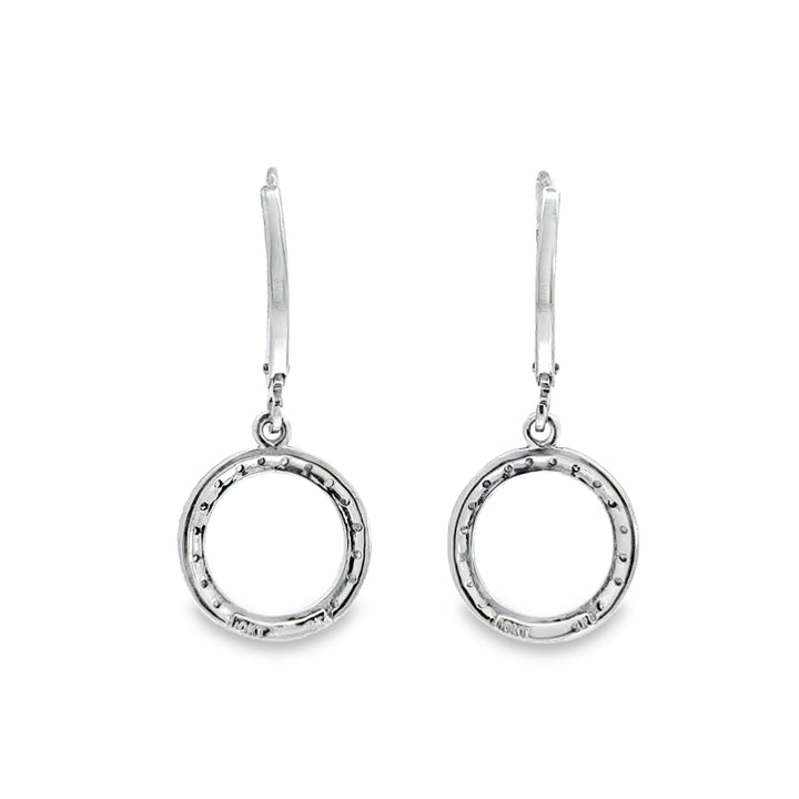 0.40 CTW Diamond Circle Drop Earrings 10K White Gold