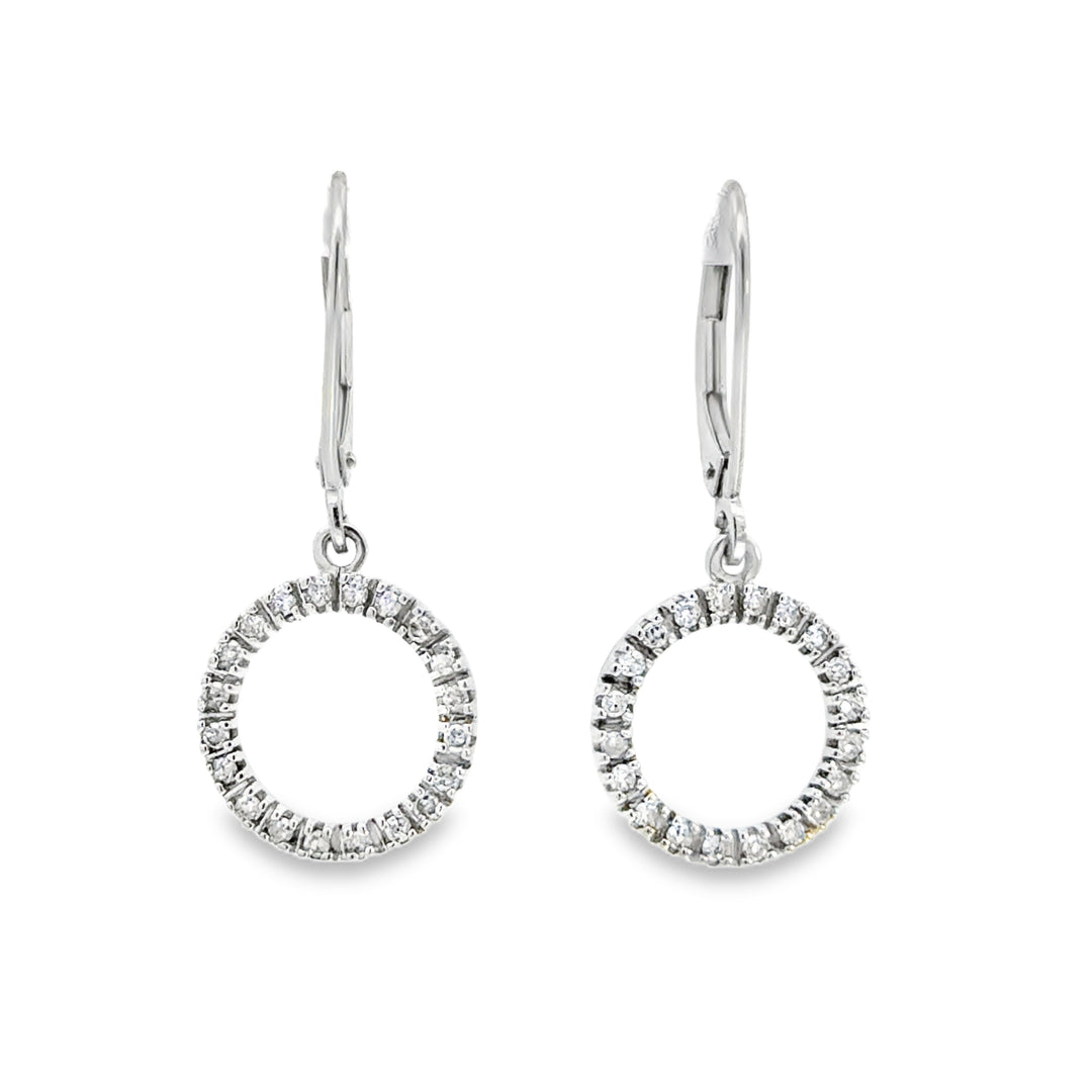 0.40 CTW Diamond Circle Drop Earrings 10K White Gold