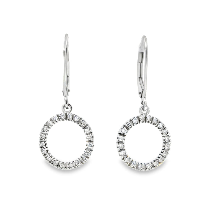 0.40 CTW Diamond Circle Drop Earrings 10K White Gold