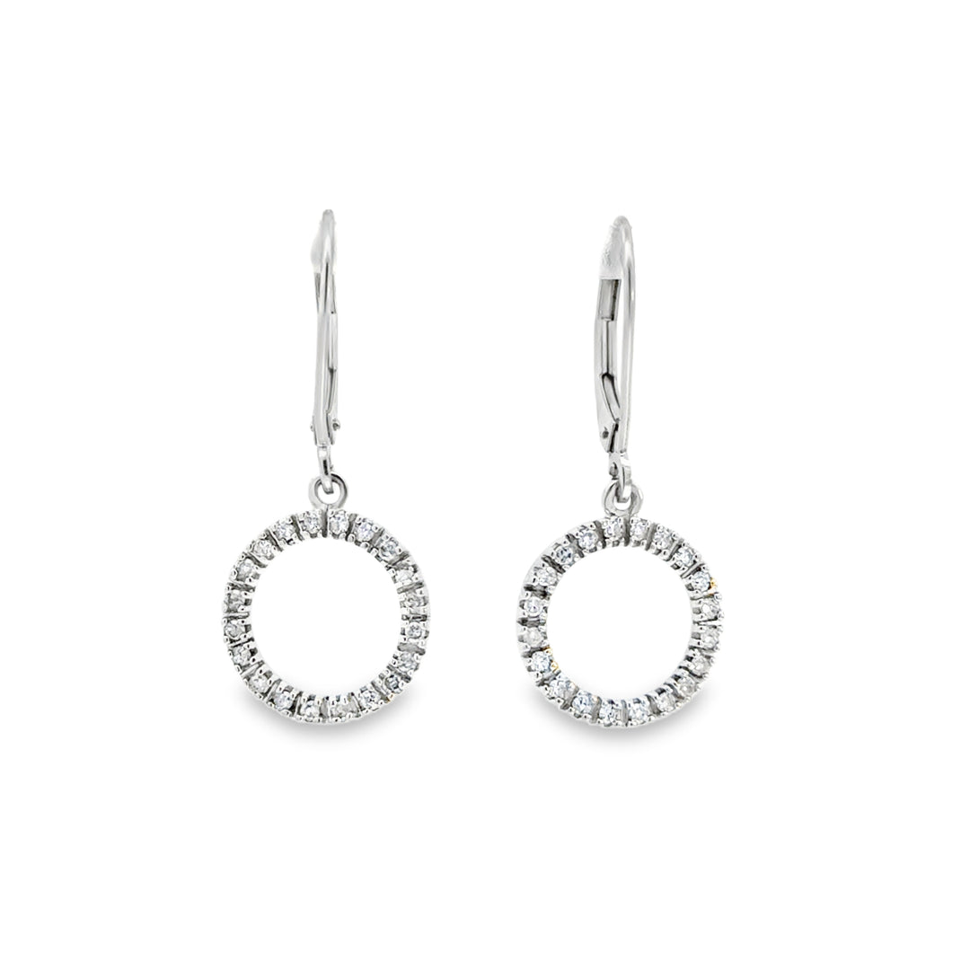 0.40 CTW Diamond Circle Drop Earrings 10K White Gold