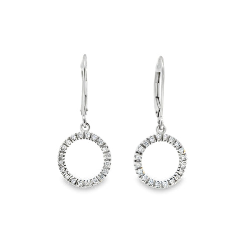 0.40 CTW Diamond Circle Drop Earrings 10K White Gold